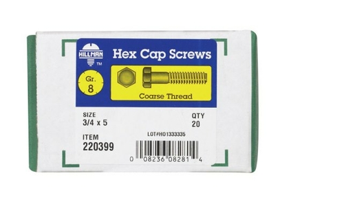 Hillman 220399 0.75 x 5 in. NC-Y Grade 8 Hex Head Cap Bolt