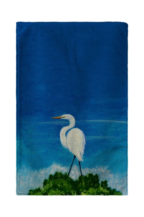 Betsy Drake BT325 30 x 50 in. Great Egret Beach Towel