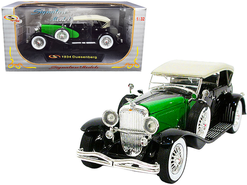 1934 Duesenberg Black and Green 1/32 Diecast Model Car by Signature