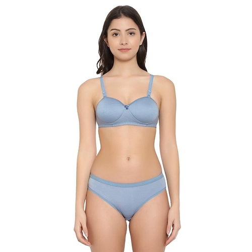 Cotton Non Wired Half Padded Bra & Panty Set | Lingerie Set |
