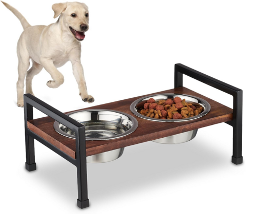 Sabri Shopee Dog Feeder Raised Dog Bar, 2 Stainless Steel Feeding