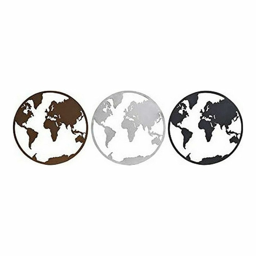 Decorative Figure DKD Home Decor World Map Black Copper White 40 x 1 x