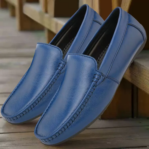 Genuine Leather Loafers For Men Size 10 color BLUE