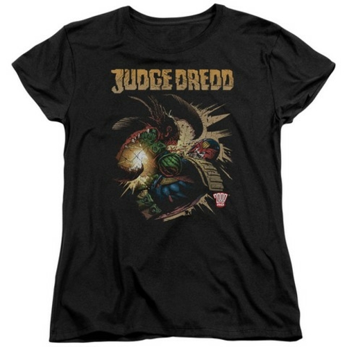 Trevco Judge Dredd-Blast Away Short Sleeve Womens Tee- Black - Small