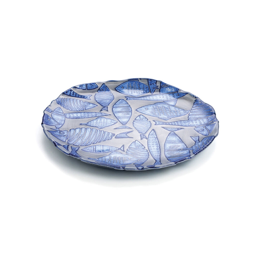 Flat plate Quid Mar de Viento Blue Glass (28 cm) (Pack 6x)