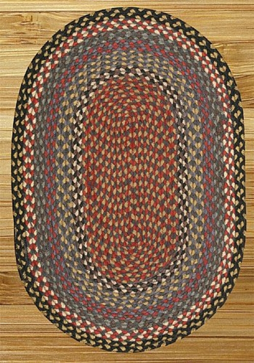 Capitol Earth Rugs 03-043 Burgundy-Blue-Gray Jute Braided Rug