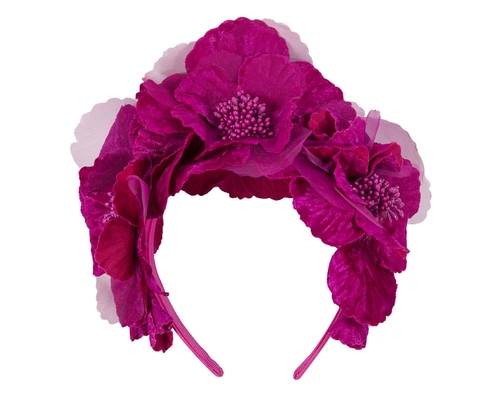 Fuchsia flower halo fascinator