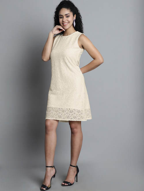Cream Lace Straight Dress(SizeS)(ColorCream )
