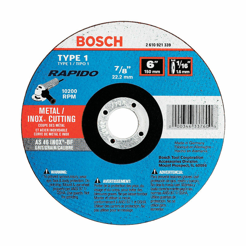 Bosch 2685154 6 in. Aluminum Oxide Abrasive Cut-Off Wheel, 0.06 x 