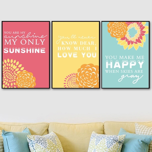 Abstract Flower Quote Sunshine Nordic Posters and