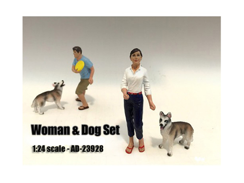 Woman and Dog 2 Piece Figure Set For 1:24 Scale Models by American