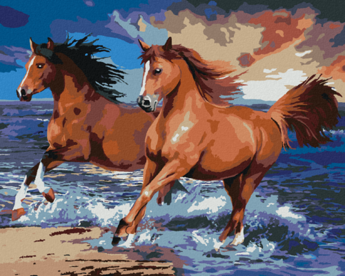 Paint by Numbers - HORSES ON A SANDY BEACH (HOWARD ROBINSON)