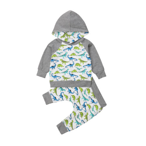 Newborn Baby 2Pcs  Boys Girls Dinosaur Hooded