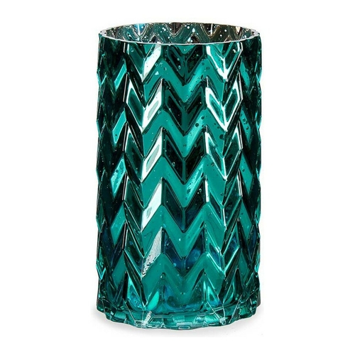 Vase Engraving Ear (of wheat) Crystal Turquoise (11,3 x 19,5 x 11,3