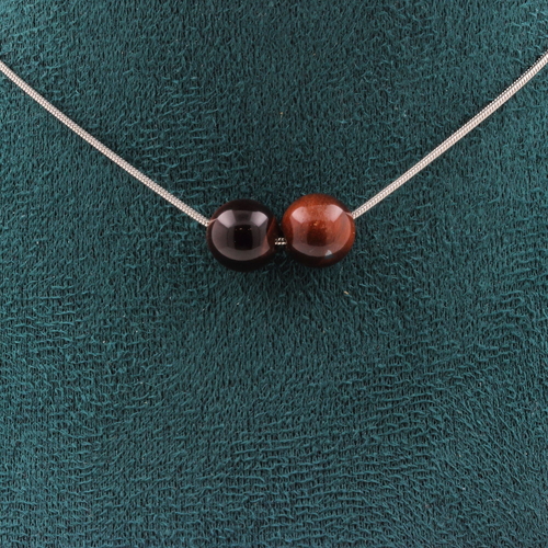 Red Tiger Eye 8 mm 2 beads necklace.