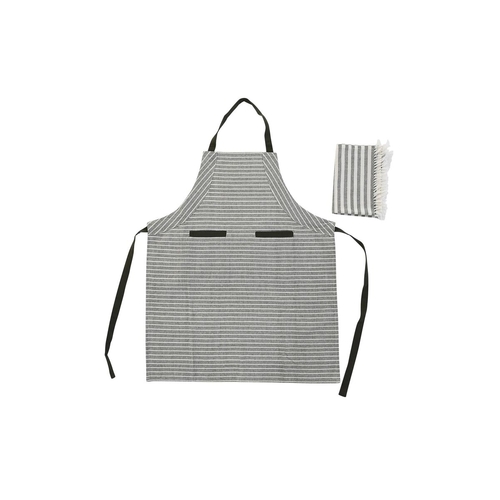 Apron with Pocket DKD Home Decor 70 x 1 x 85 cm Grey Cotton White