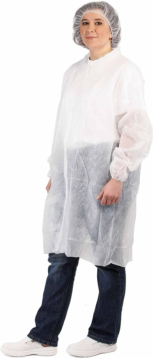 Disposable Lab Coat Medium. White Adult Lab Coat Disposable Unisex 30