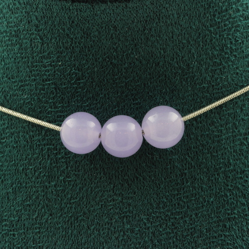 Lavender Chalcedony 3 beads 8 mm necklace. 