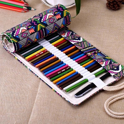 36Holes Roll Up Pencil Bag National Canvas School