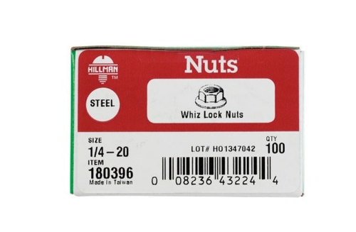Hillman 180396 0.25-20 in. Whiz Lock Nuts  Box of 100