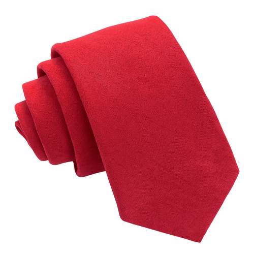 Suede Slim Tie - Red