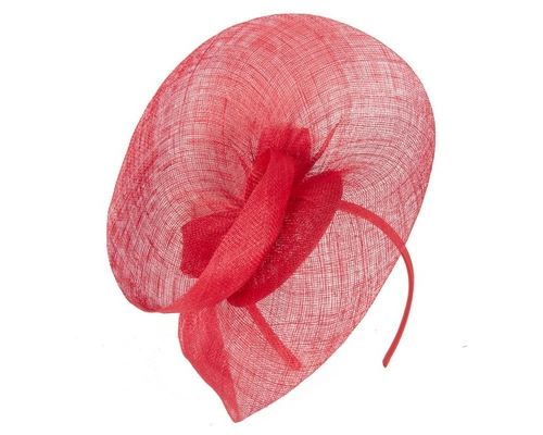 Large red sinamay fascinator