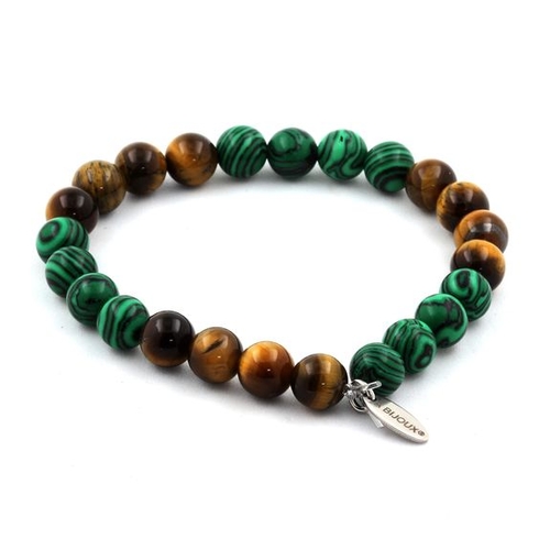 Tiger's Eye + Malachite Bracelet 8 mm.