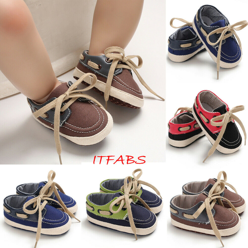 Newborn Infant Baby Boy Girl Crib Shoes Lace Up