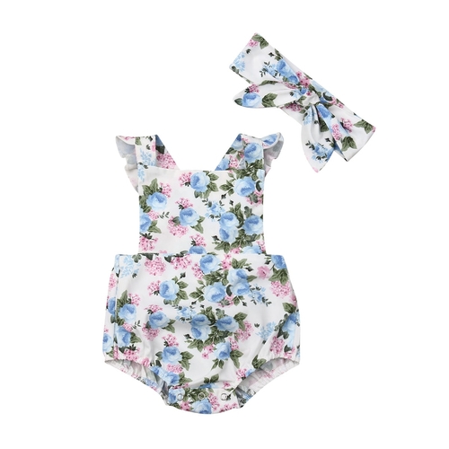 0 3Y Toddler Kids Baby Girls Flower Bodysuit