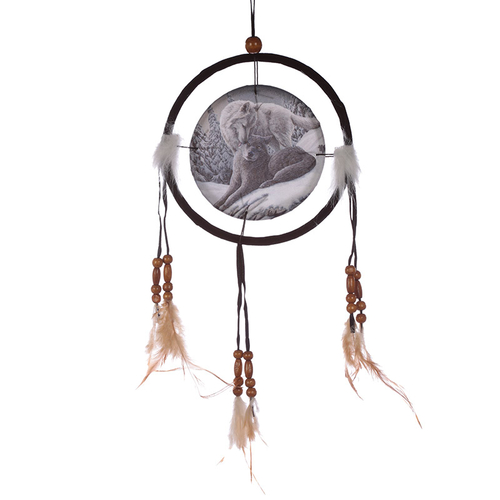 Decorative Wolf Snow Kisses 16cm Dreamcatcher
