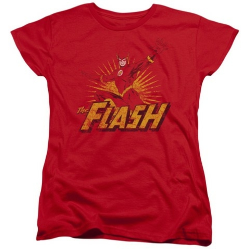 Trevco Jla-Flash Rough Distress Short Sleeve Womens Tee- Red - 2X