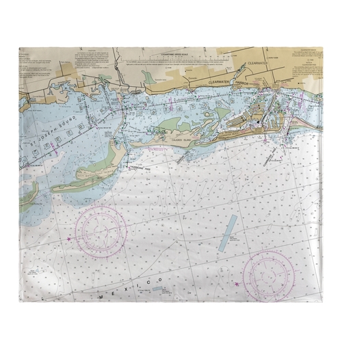 Betsy Drake BK11411CD Clearwater Harbor, FL Nautical Map Fleece Th