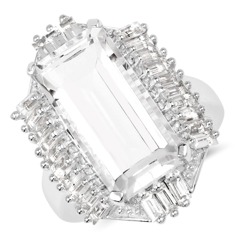 9.77 Carat Genuine Crystal Quartz & White Topaz .925 Sterling Silver