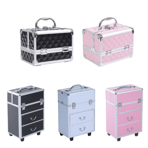 HOMCOM Professional Rolling Makeup Case Salon Beauty Cosmetic Jewelry