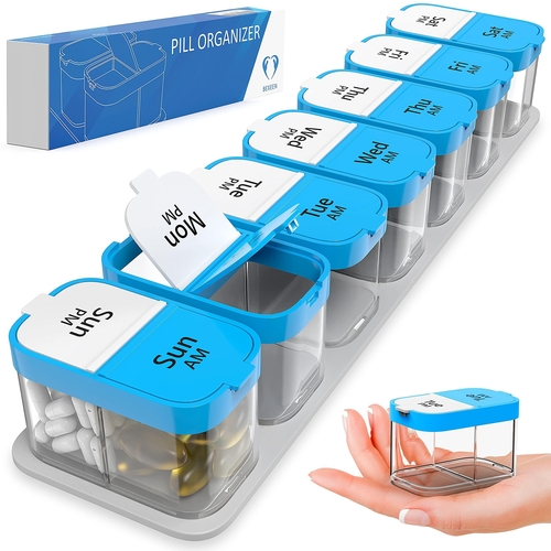 Huge Extra Large Pill Organizer ‚Äî XL Daily Pill Box ‚Äî 7 Day Am Pm