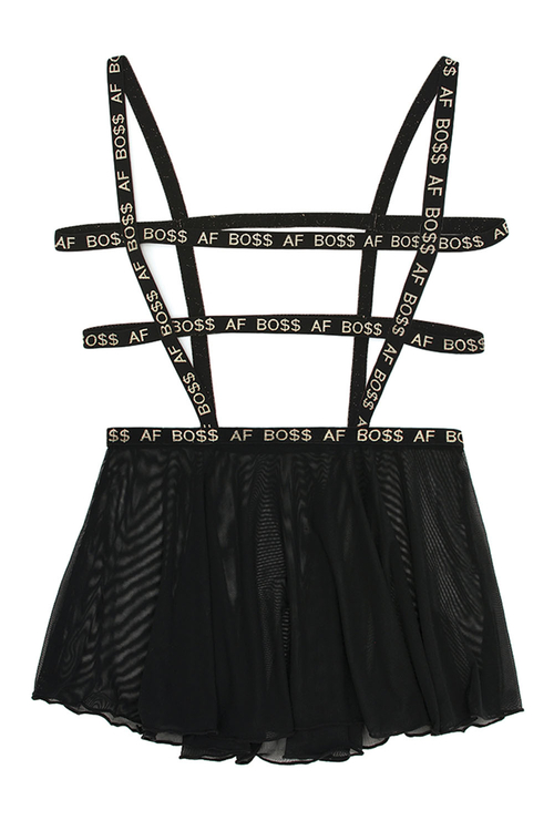 Boss Af Suspender Skater Skirt - Black - L/xl