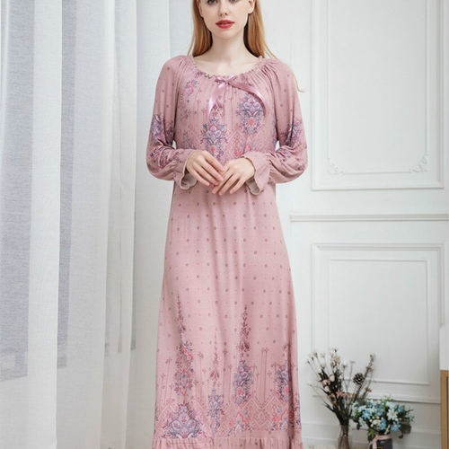 2019 Summer Cotton Nightdress Long Sleeve