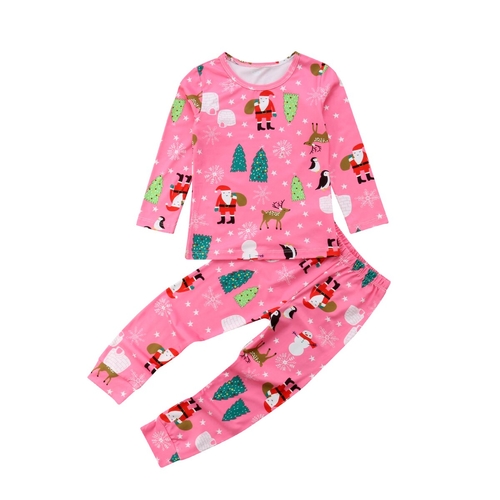 Little Girls Xmas Pajamas Set Newborn Baby Girl