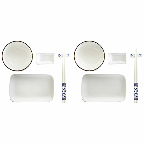 Sushi Set DKD Home Decor 33,5 x 34,5 x 9 cm Porcelain White Navy Blue