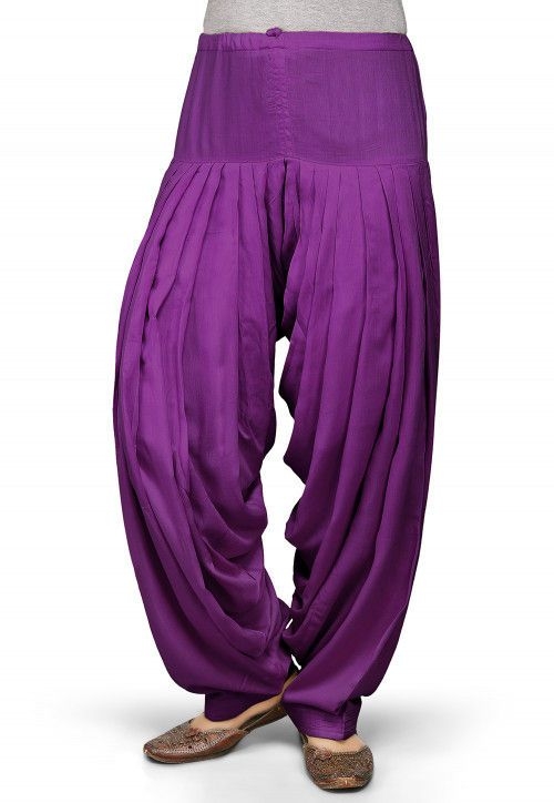 Plain Rayon Patiala in Violet (Size-34) (Color-PURPLE)