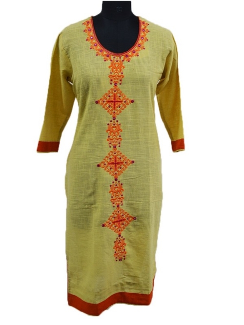 Cotton Slub Embroidery Kurti