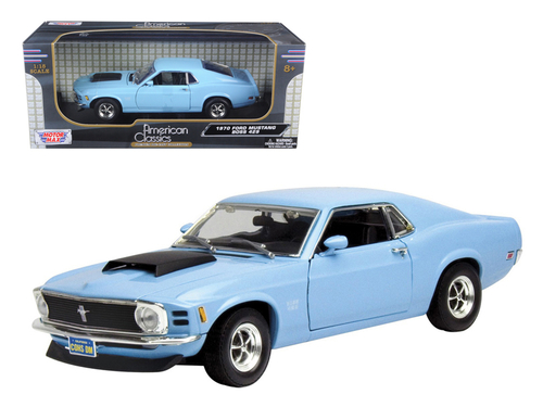 1970 Ford Mustang Boss 429 Light Blue 1/18 Diecast Model Car by