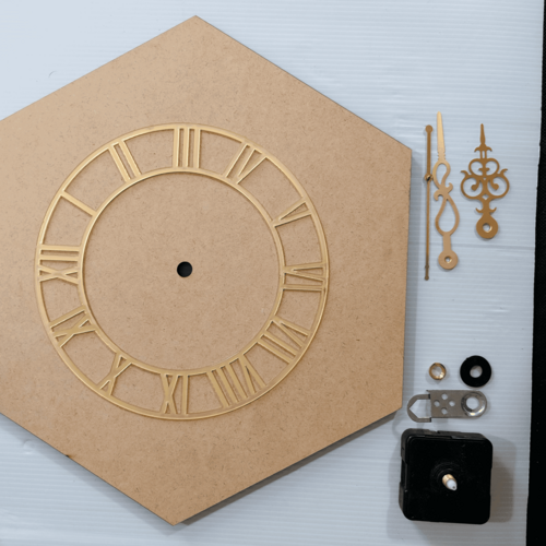 Hexagon Mdf Base With 12 Inch Acrylic Dail and Movement