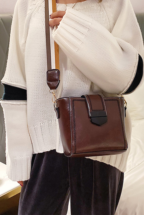 Brown Korean Style Faux Leather Crossbody Bag