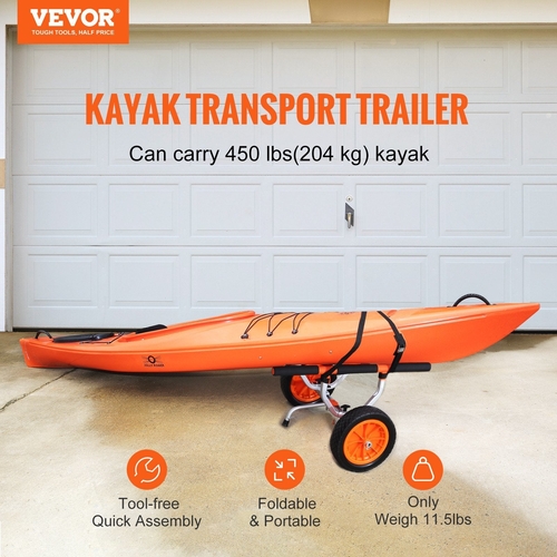 VEVOR Heavy Duty Kayak Cart, Foldable Canoe Trolley Cart with 12''