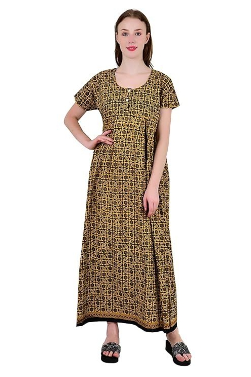 Women's Cotton Nighty Night Gown, Multicolor