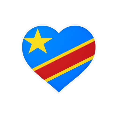 Autocollant en coeur Drapeau de la république démocratique du Congo en