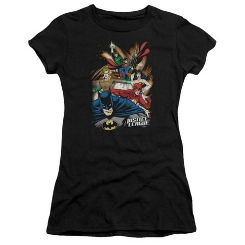 Trevco Jla-Starburst Short Sleeve Junior Sheer Tee- Black - XL