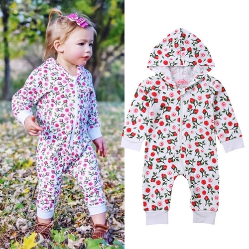 Lovely Baby Girl Infant Flower Cotton Romper