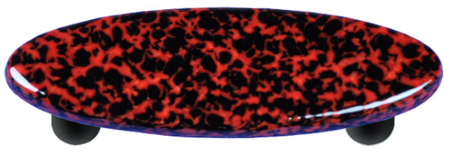 Hot Knobs HK8057-POB Granite Black & Red Oval Glass Cabinet Pull - Bla
